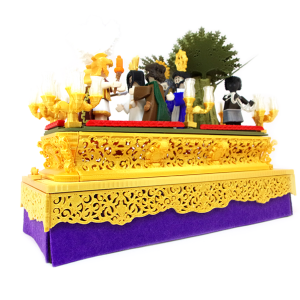 Vista lateral diagonal del paso de Semana Santa Prendido en Getsemaní de Priostic en miniatura de construcción