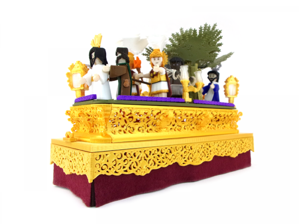 Vista diagonal del paso de Semana Santa Prendido en Getsemaní de Priostic en miniatura de construcción