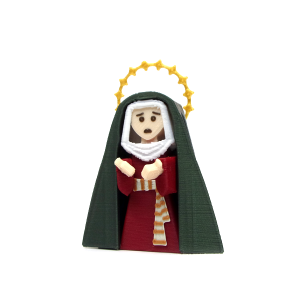 Vista lateral izquierda de la Virgen de la Esperanza de Triana en un Paso de Semana Santa en miniatura