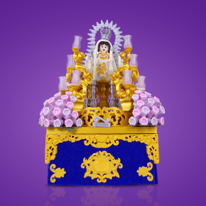 Paso de gloria en miniatura Regina Dei con faldones azules de Semana Santa