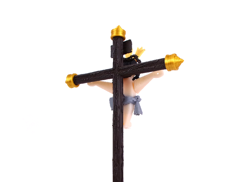 Vista trasera del Cristo crucificado en miniatura de Priostic
