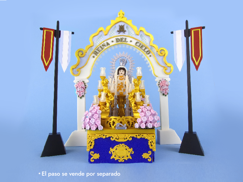 Conjunto completo del Arco de Gloria Asunción con flores y gallardetes en miniatura