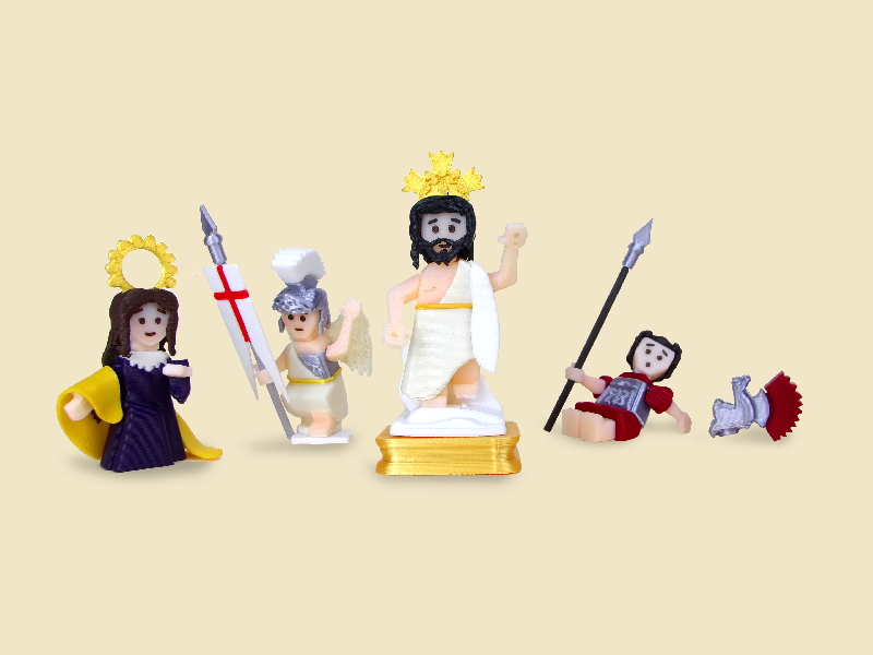 Detalle de las figuras del Paso La Victoria del Señor en miniatura